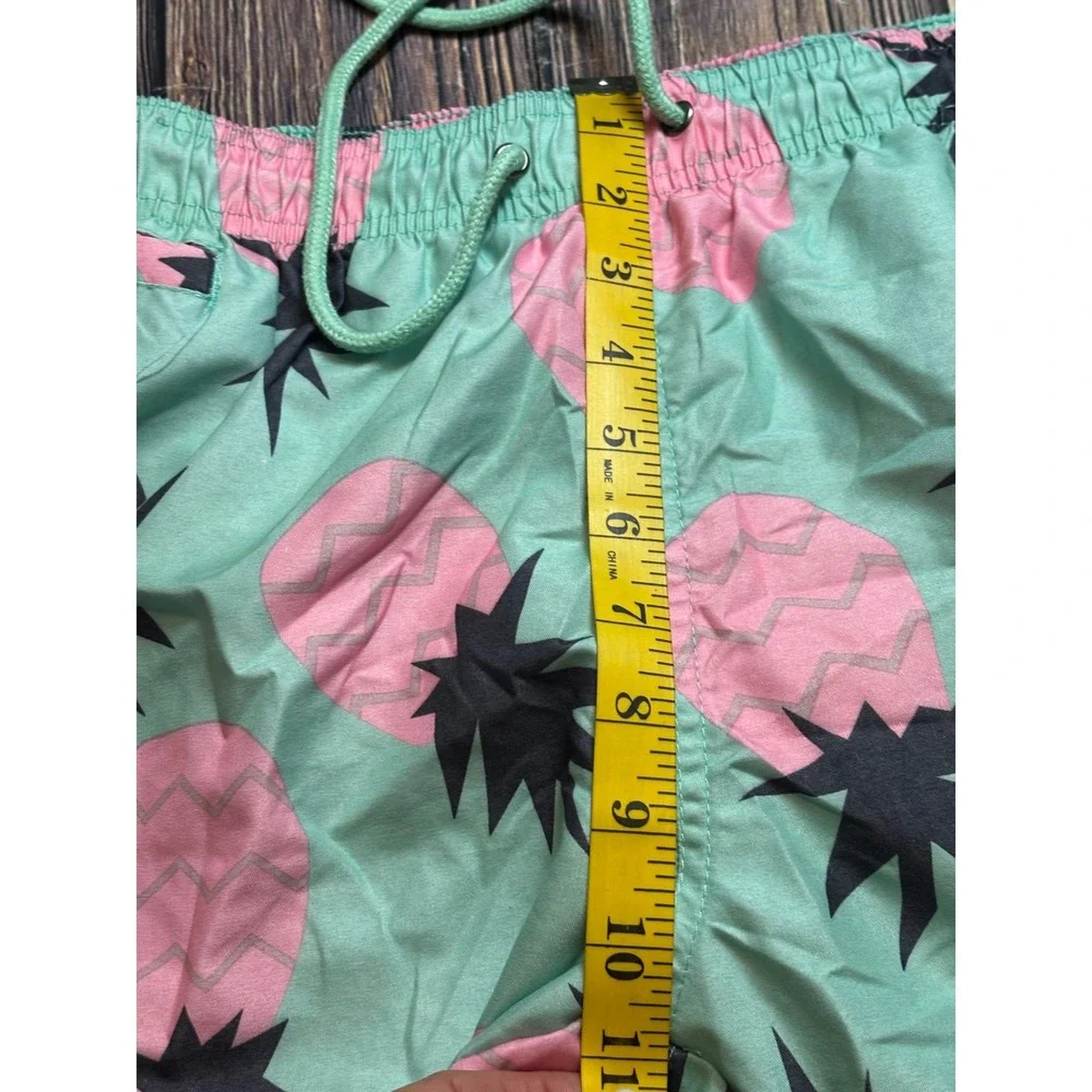 Free Planet Swim Trunks Mens L Mint Green Pink Pineapple Tropical Board Shorts